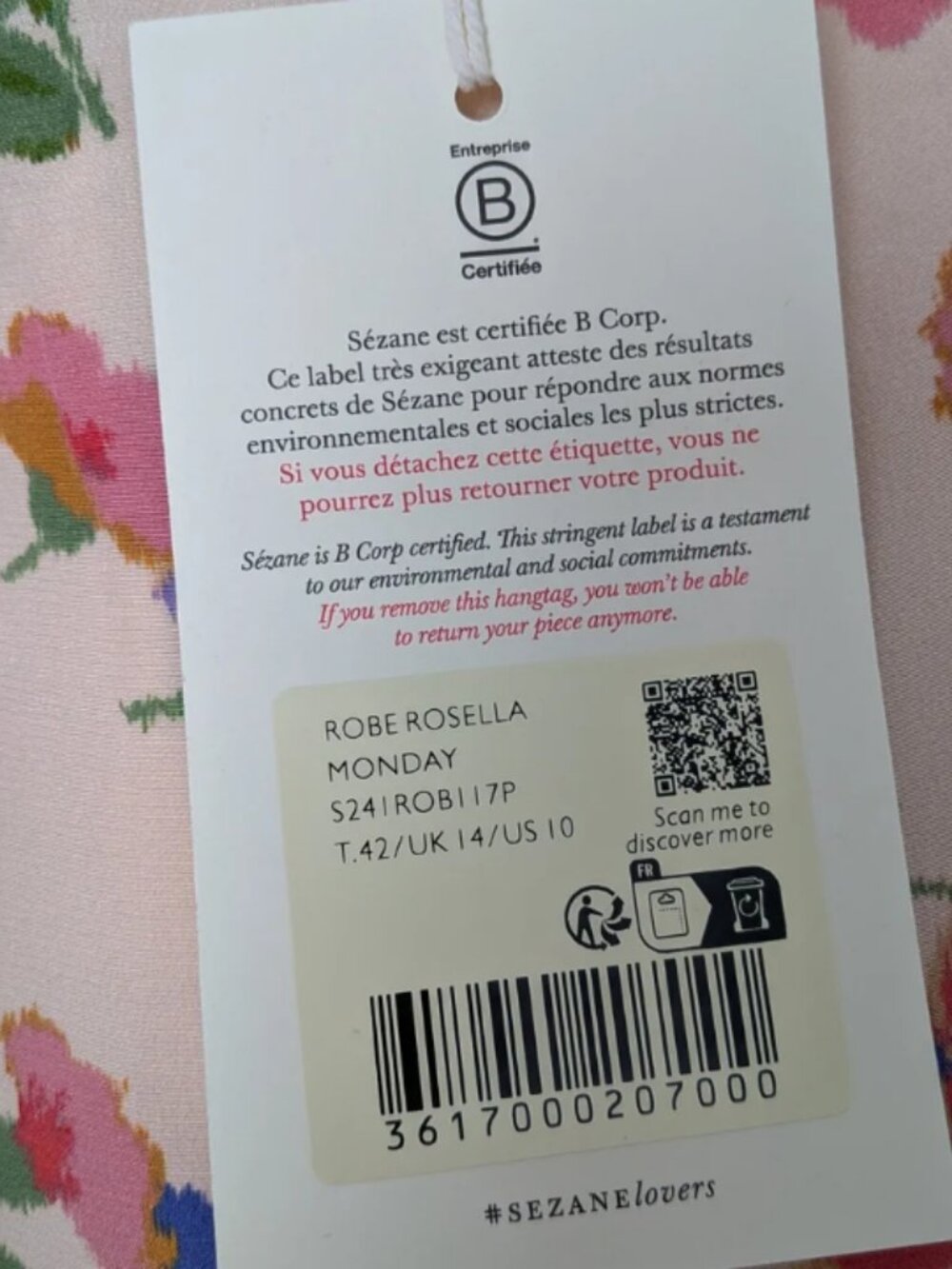 NWT Sezane Rosella Midi Silk Pink Floral Dress- Monday Print- Size FR42/US10 - Picture 8 of 10